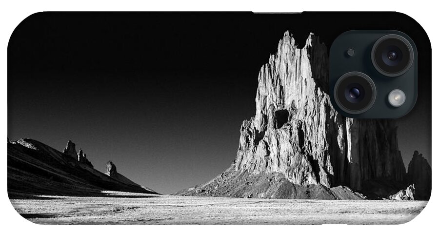 Shiprock iPhone Case featuring the photograph Shiprock Black and White - Farmington - New Mexico by Gary Whitton