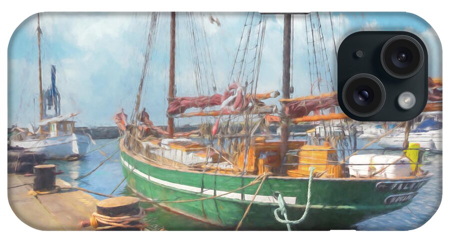 Boats iPhone Case featuring the photograph Ships in the Harbor Watercolor Painting by Debra and Dave Vanderlaan