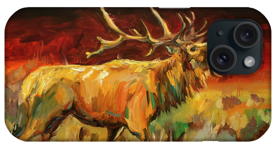 Elk iPhone Case featuring the painting Shout Out by Diane Whitehead