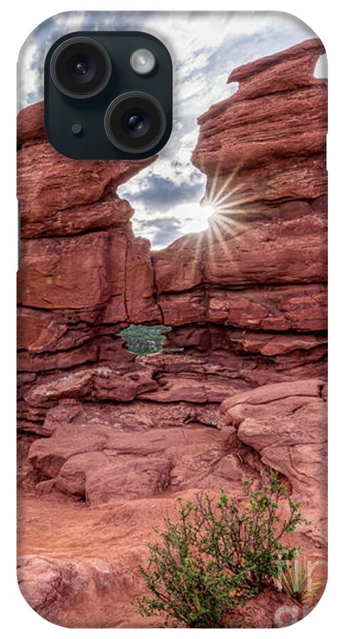 Garden Of The Gods iPhone Case featuring the photograph Siamese Twins Colorado Sunburst by Jennifer White