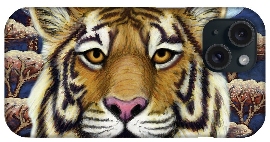 Tiger iPhone Case featuring the painting Siberian Tiger Moon by Amy E Fraser