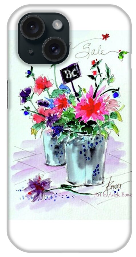 Flowers iPhone Case featuring the painting Sidewalk Sale in Paris by Adele Bower