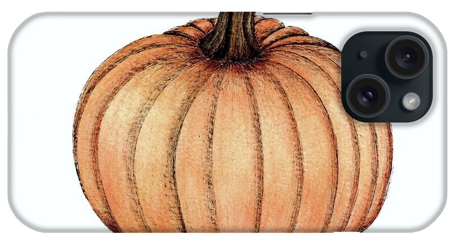 Fall iPhone Case featuring the painting Single Perfect Pumpkin by Donna Mibus