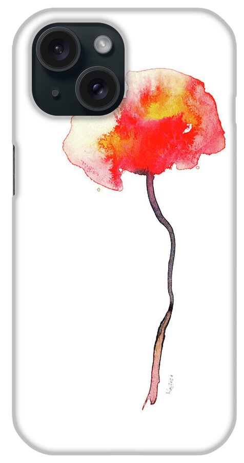 Poppy iPhone Case featuring the painting Single poppy by Karen Kaspar
