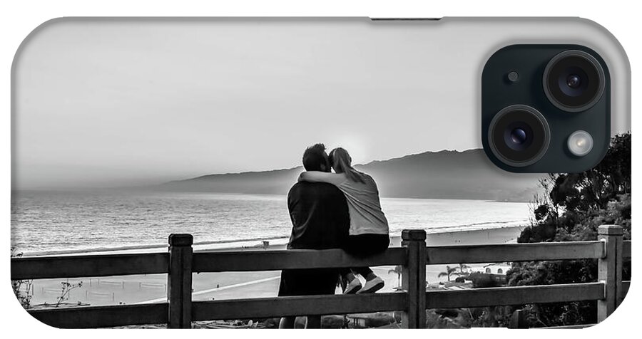 Santa Monica iPhone Case featuring the photograph Sitting on the fence In The Park- Santa Black and White by Gene Parks