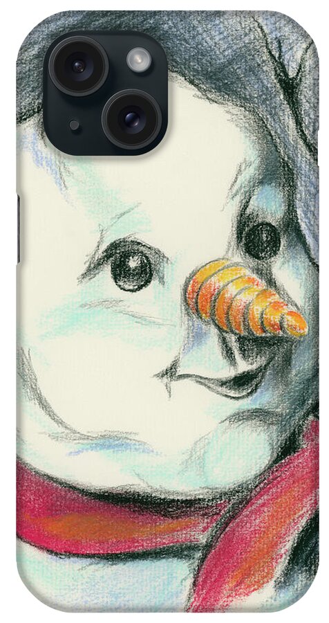 Snowman iPhone Case featuring the drawing Sketchy Snowman by MM Anderson