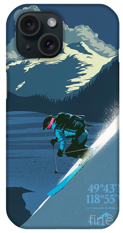 Retro Ski Art iPhone Case featuring the painting Ski Big White Retro Travel Poster by Sassan Filsoof