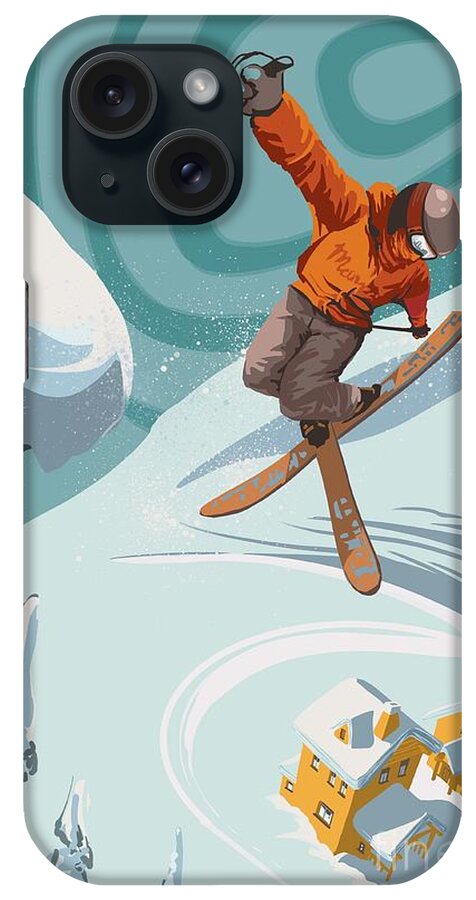 Skiing iPhone Case featuring the painting Ski Freestyler by Sassan Filsoof