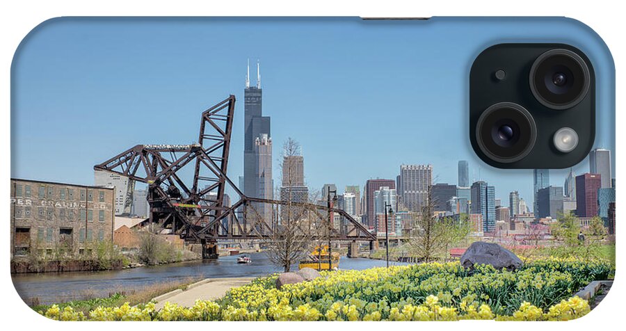 #enjoyillinois #chicagohome #puremichigan #ohioexplored #thisisc iPhone Case featuring the photograph Skyline w Flowers at Tom Ping Park in Chicago by Peter Ciro