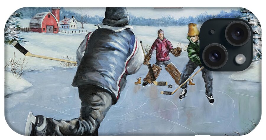 Pond iPhone Case featuring the painting Slapshot by Richard De Wolfe