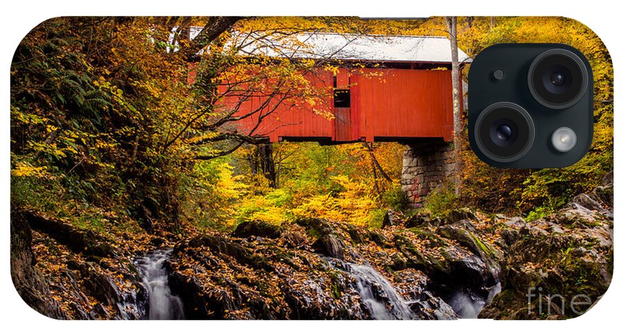 “covered Bridge” iPhone Case featuring the photograph Slaughterhouse Covered Bridge by Scenic Vermont Photography