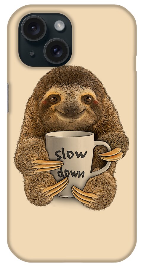 Sloth iPhone Case featuring the digital art Sloth with quote mug by Madame Memento