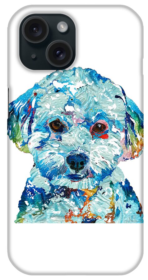 Small Dog iPhone Case featuring the painting Small Dog Art - Soft Love - Sharon Cummings by Sharon Cummings