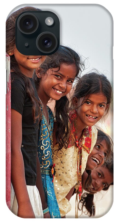 India iPhone Case featuring the photograph Smiling Indian Village Girls by Tim Gainey