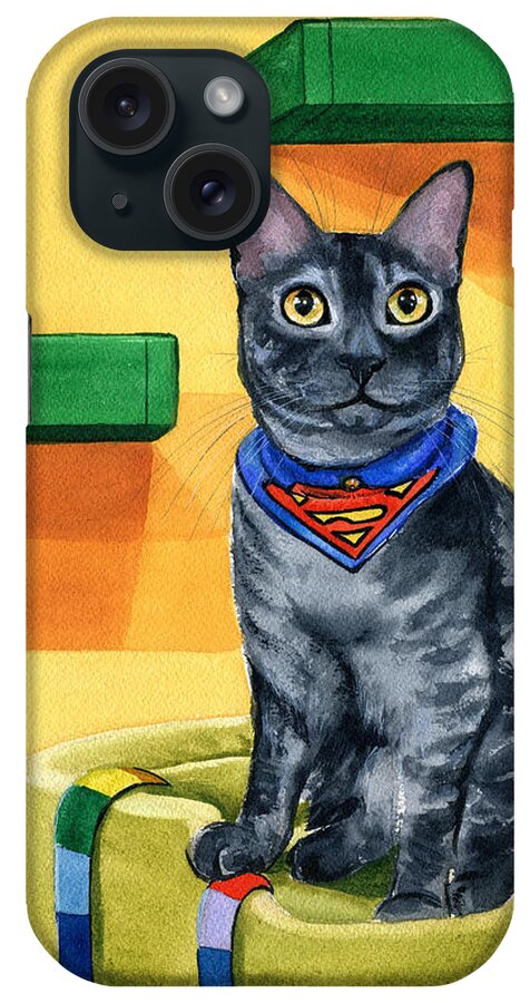 Cat iPhone Case featuring the painting Smokey by Dora Hathazi Mendes