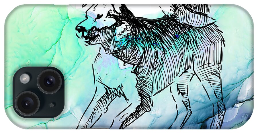 Dog iPhone Case featuring the painting Snarling Mongrel Dog by Miki De Goodaboom