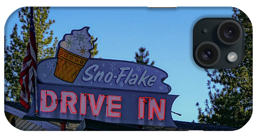 Neon iPhone Case featuring the photograph Sno-Flake Drive In at Dusk by Matthew Bamberg