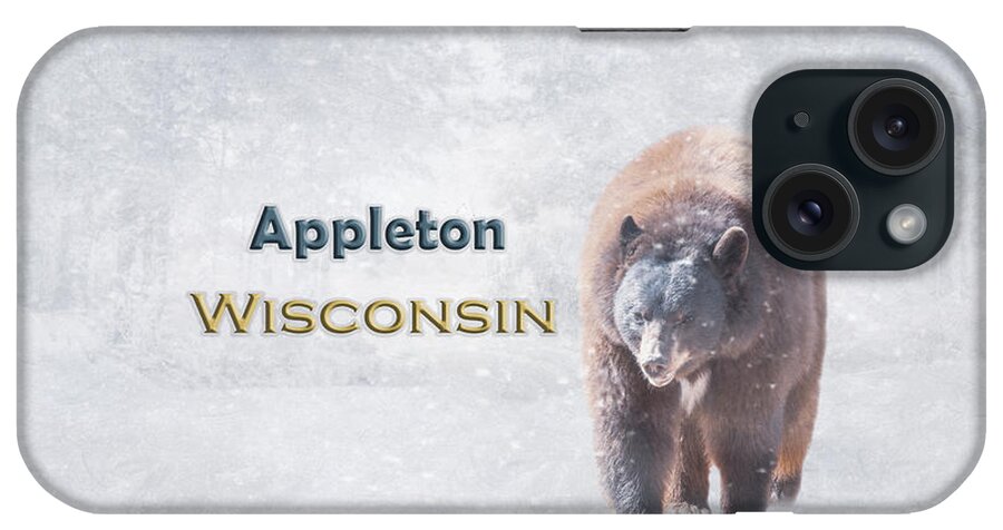 Appleton iPhone Case featuring the mixed media Snow Bear Appleton Wisonsin by Elisabeth Lucas