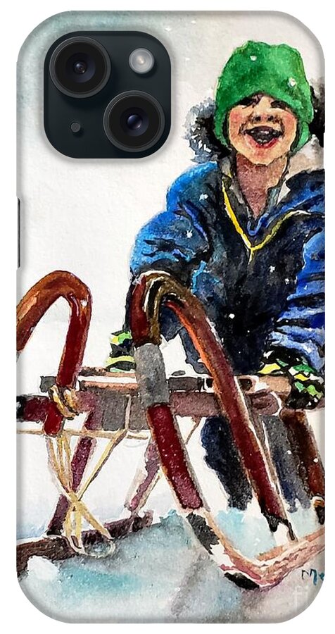 Snow iPhone Case featuring the painting Snow Day part 1 by Merana Cadorette