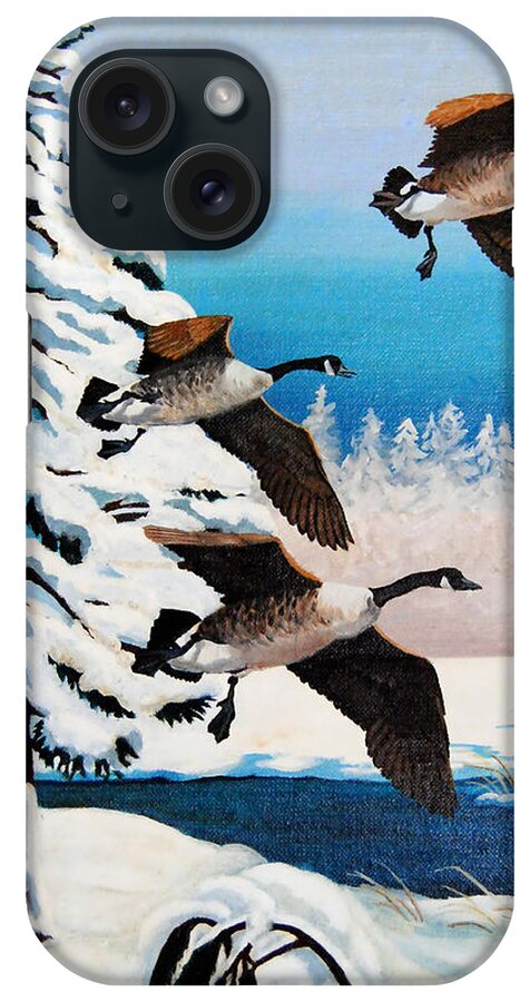 Nature iPhone Case featuring the painting Snow Geese by Vallee Johnson