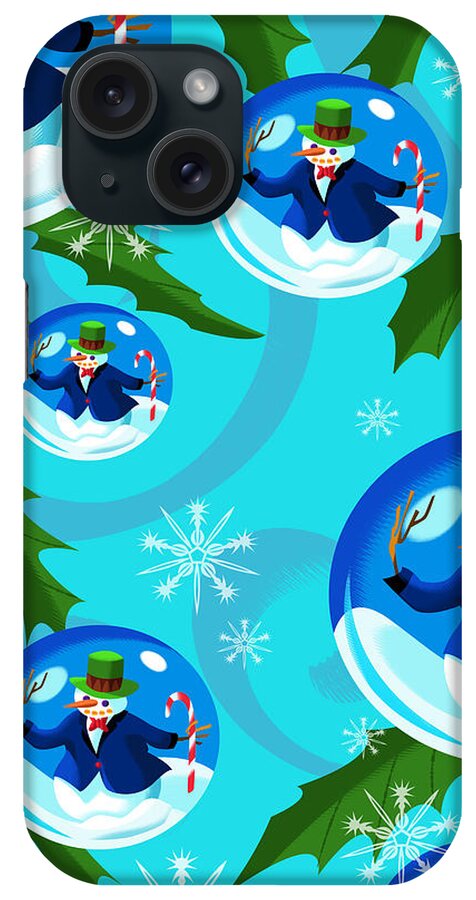 Christmas iPhone Case featuring the digital art Snow Globes by Alan Bodner