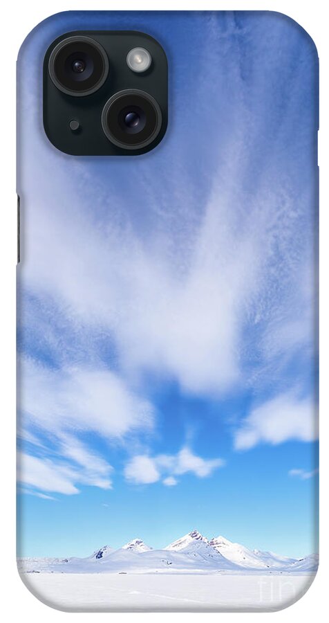 Remote iPhone Case featuring the photograph Snow mountains and big sky, Svalbard by Jane Rix
