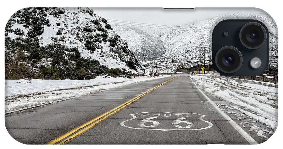 Snow iPhone Case featuring the photograph Snow on Route 66 by Eddie Yerkish