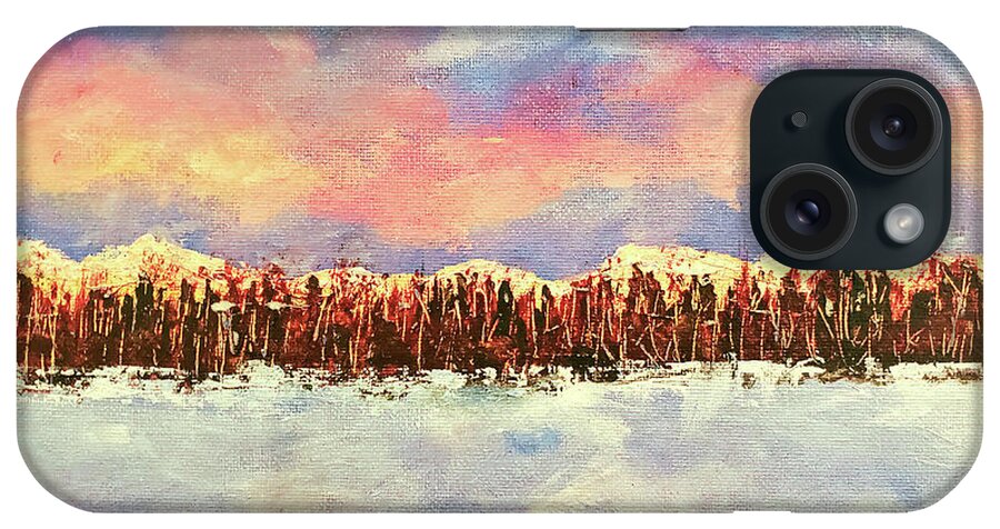 Winter iPhone Case featuring the painting Snowman at Dog Park Alaska by Zan Savage