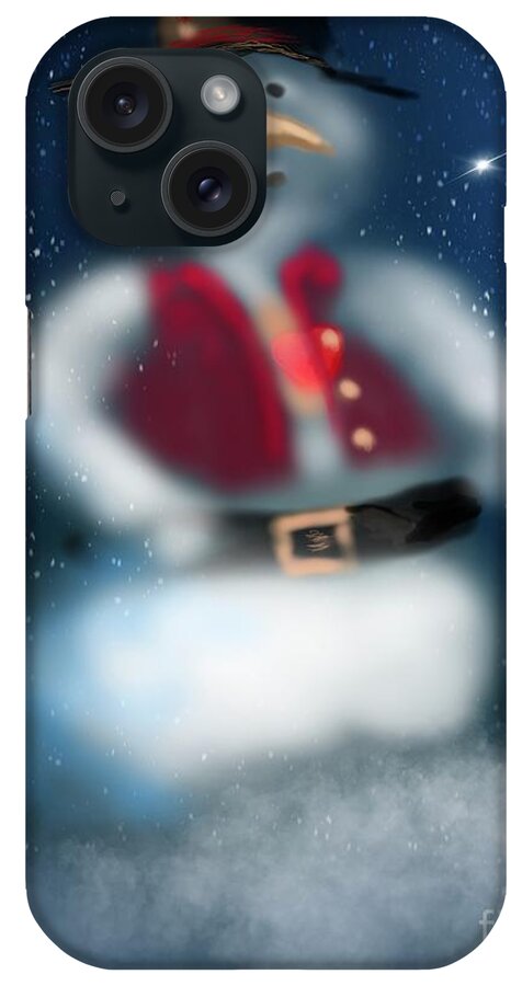 Snow iPhone Case featuring the digital art Snowman With a Heart by Doug Gist