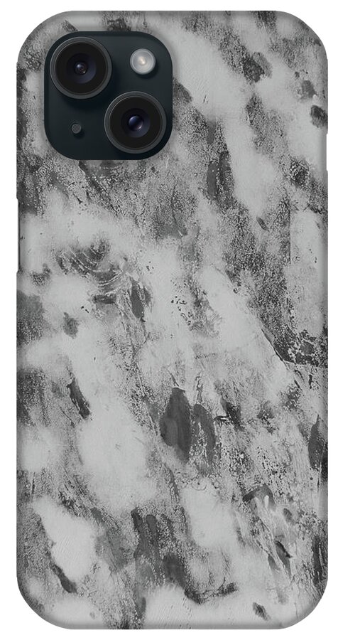 #abstract#blackandwhite#watercolor#painting#ricepaper iPhone Case featuring the painting Snowy Branches Abstract by Katherine Y Mangum