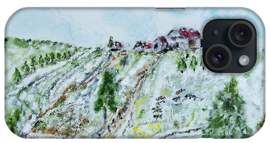  iPhone Case featuring the painting Snowy Farmland by David McCready