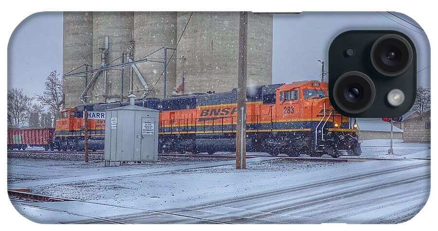 Snow iPhone Case featuring the photograph Snowy Freight Train by Jerry Abbott