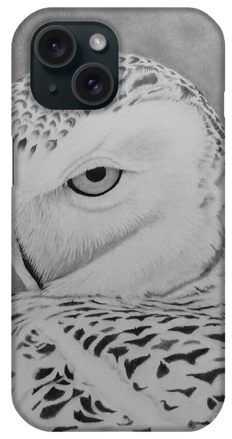 Owl iPhone Case featuring the drawing Snowy by George Sonner