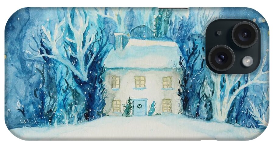  iPhone Case featuring the painting Snowy Home by Katie Geis