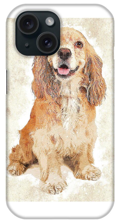 Cocker iPhone Case featuring the painting So Cute and Hot, Cocker Spaniel Dog by Custom Pet Portrait Art Studio