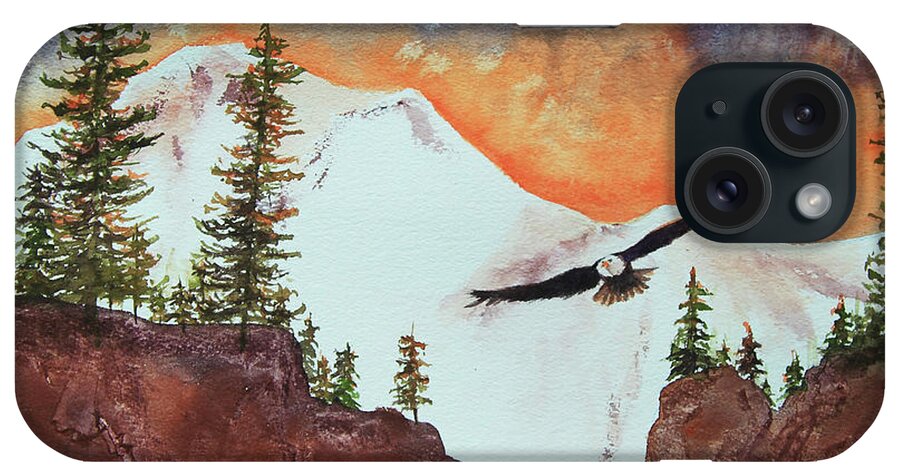 Mountains iPhone Case featuring the painting Soaring Eagle by Jeanette French