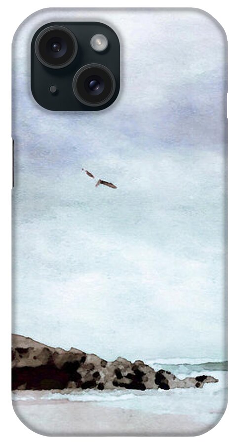 Flying Seagull iPhone Case featuring the painting Soaring the Summer Sky by Susan Maxwell Schmidt