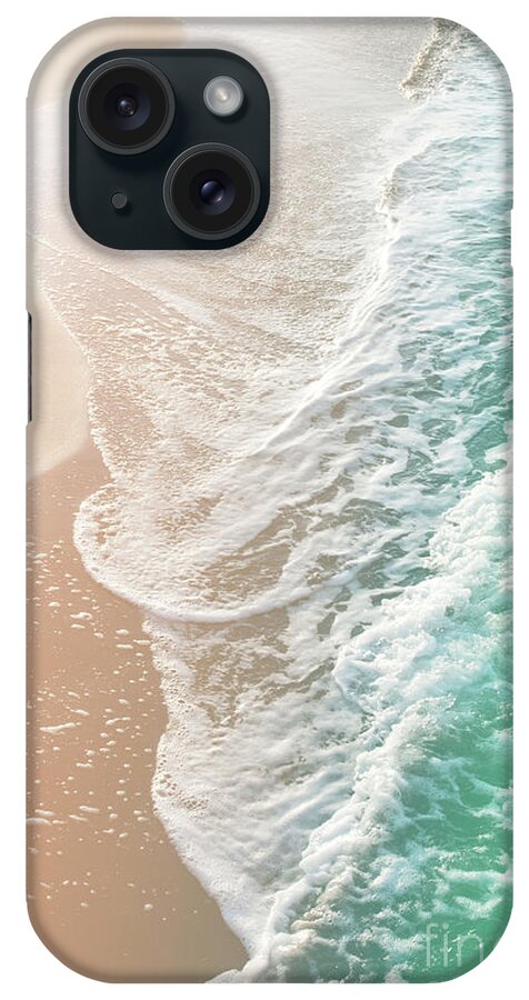 Color iPhone Case featuring the pastel Soft Emerald Beige Ocean Dream Waves #1 #water #decor #art by Anitas and Bellas Art