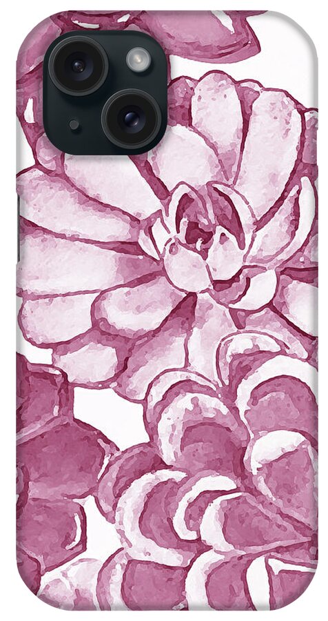 Succulent iPhone Case featuring the painting Soft Pink Succulent Plants Garden Watercolor Interior Art VII by Irina Sztukowski