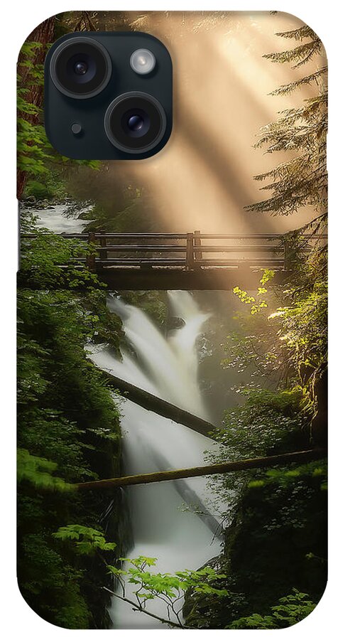 Sunrise At Sol Duc Falls iPhone Case featuring the photograph Sol Duc Falls by Ryan Manuel