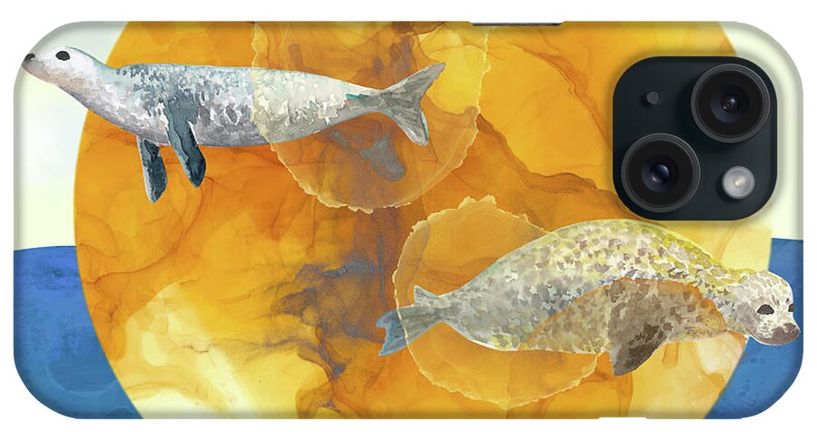 Seal iPhone Case featuring the digital art Solar Seals - A Midsummer Night's Surreal Dream by Andreea Dumez