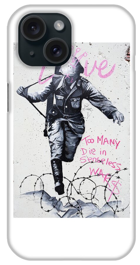 Graffiti iPhone Case featuring the photograph Soldier Graffiti, Berlin Wall by Jane Rix