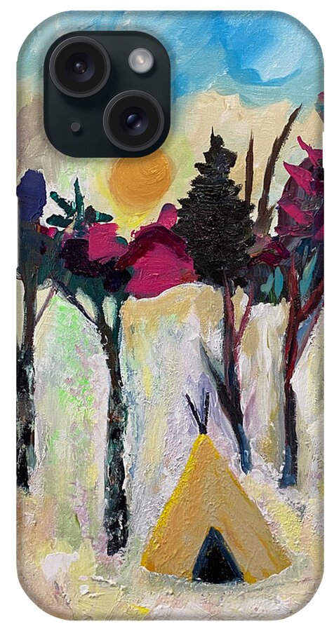 Woods iPhone Case featuring the painting Some Warmth in Winter by Judy Dimentberg