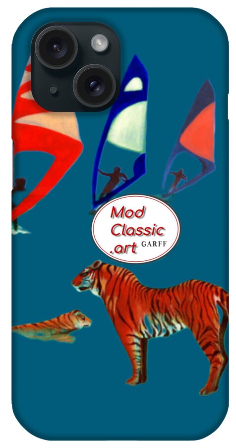 Tigers iPhone Case featuring the painting Sons of Sun Tigers ModClassic Art by Enrico Garff
