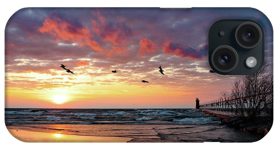 Sunset iPhone Case featuring the photograph South Haven Beach Sunset by David T Wilkinson