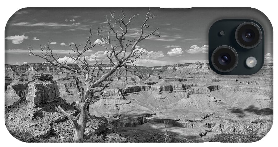 Grand Canyon National Park iPhone Case featuring the photograph South Kaibab Trail 63 in black and white by Marisa Geraghty Photography