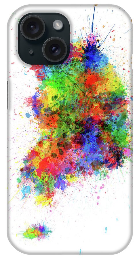 South Korea Map iPhone Case featuring the digital art South Korea Paint Splashes Map by Michael Tompsett