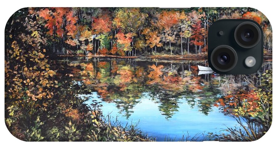 Brook iPhone Case featuring the painting South Meadow Brook Reservoir, Carver, MA by Eileen Patten Oliver