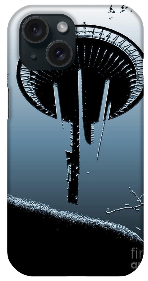 Space-needle iPhone Case featuring the digital art Space Needle In Abstract by Kirt Tisdale