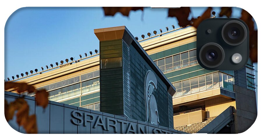 Michigan State Football iPhone Case featuring the photograph Spartan Stadium north end zone through the trees by Eldon McGraw